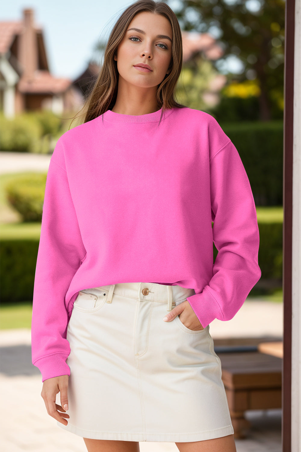 Round Neck Long Sleeve Sweatshirt - Ryzela