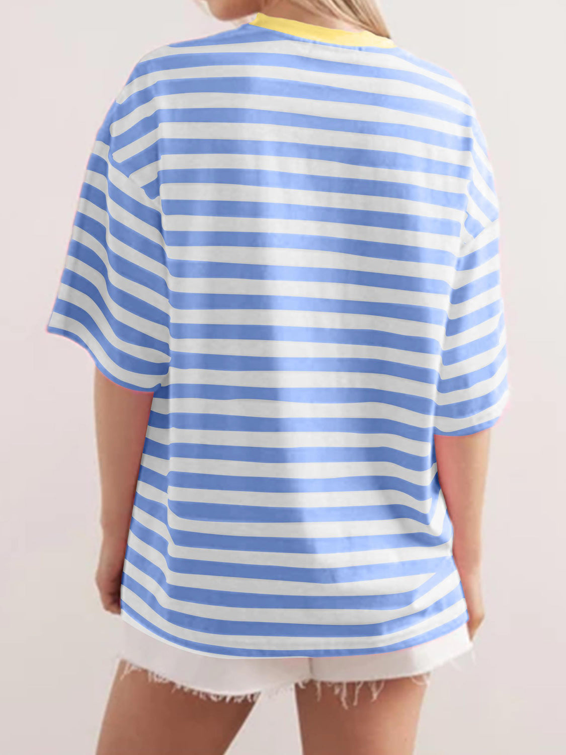 Striped Round Neck Half Sleeve T-Shirt - Ryzela