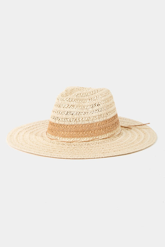 Fame Contrast Straw Braided Sun Hat - Ryzela