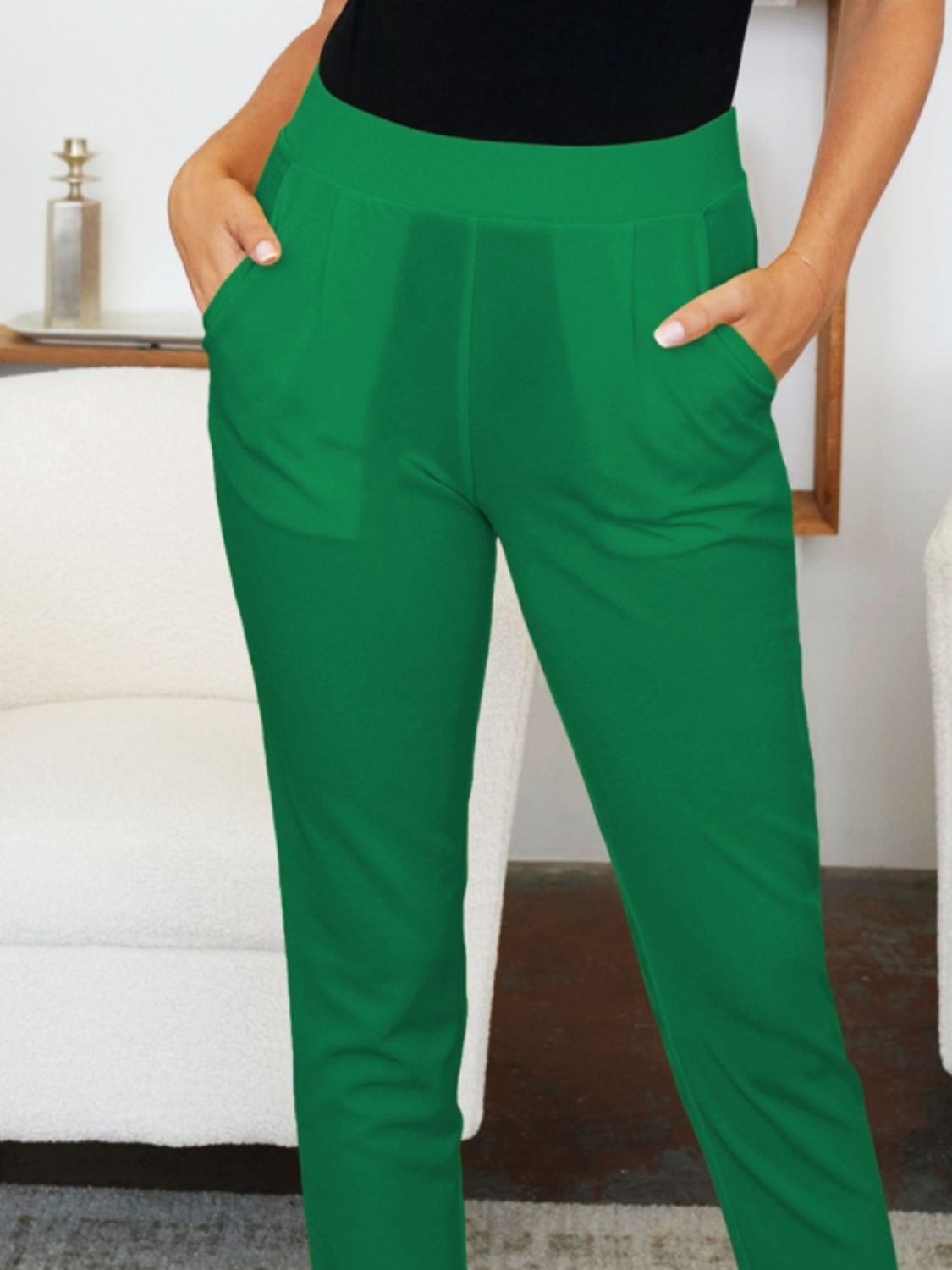 Pocketed High Waist Skinny Pants - Ryzela