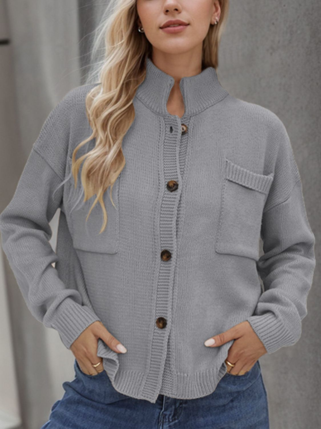 Button Up Long Sleeve Cardigan - Ryzela