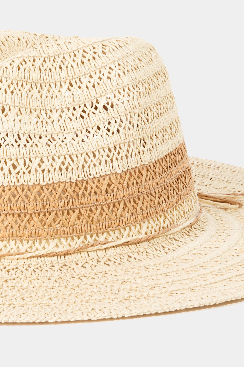 Fame Contrast Straw Braided Sun Hat - Ryzela