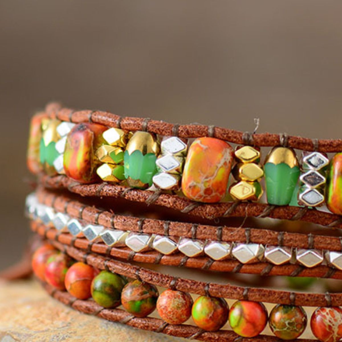 Natural Stone Woven Bracelet - Ryzela