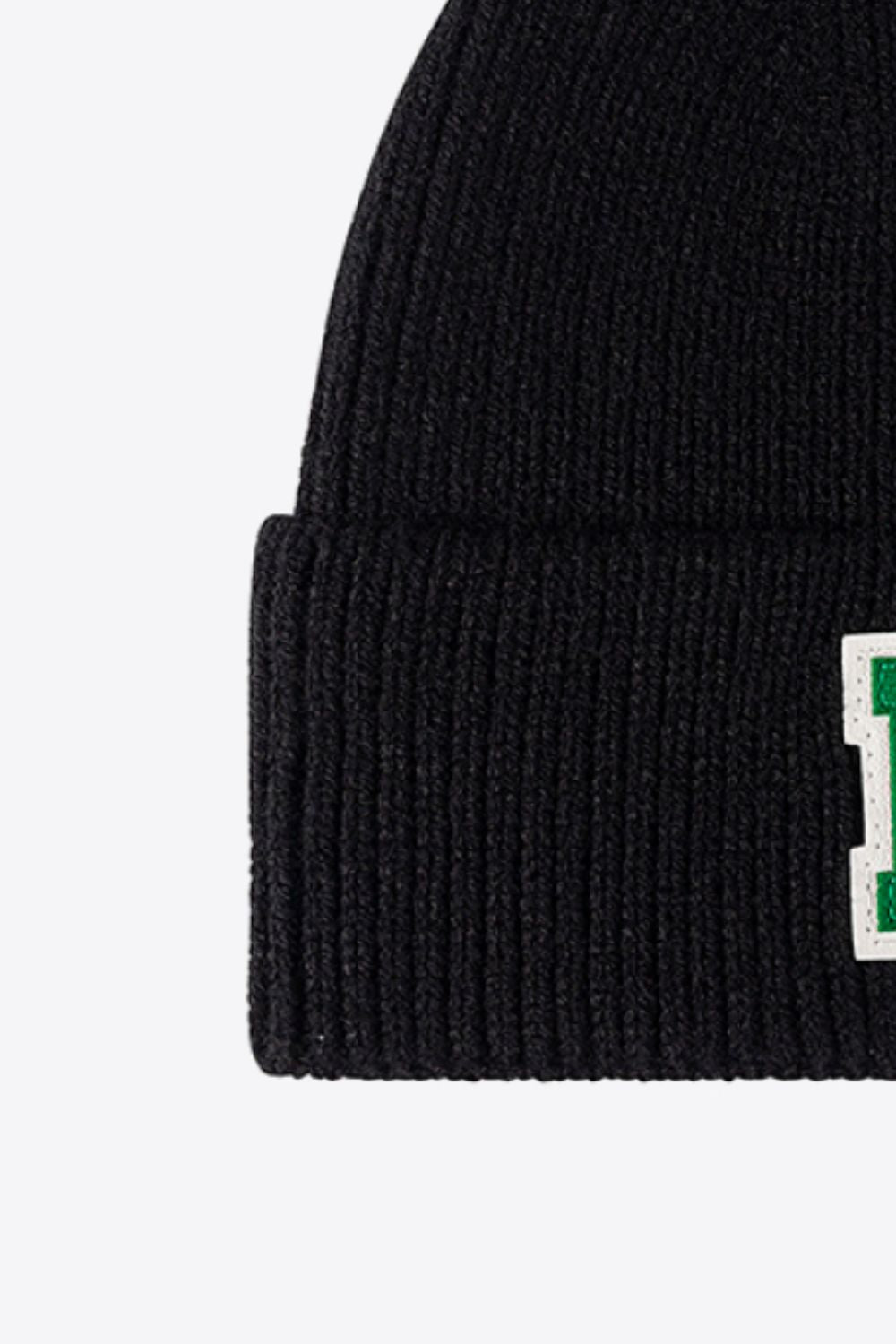 Letter Patch Cuffed Knit Beanie - Ryzela