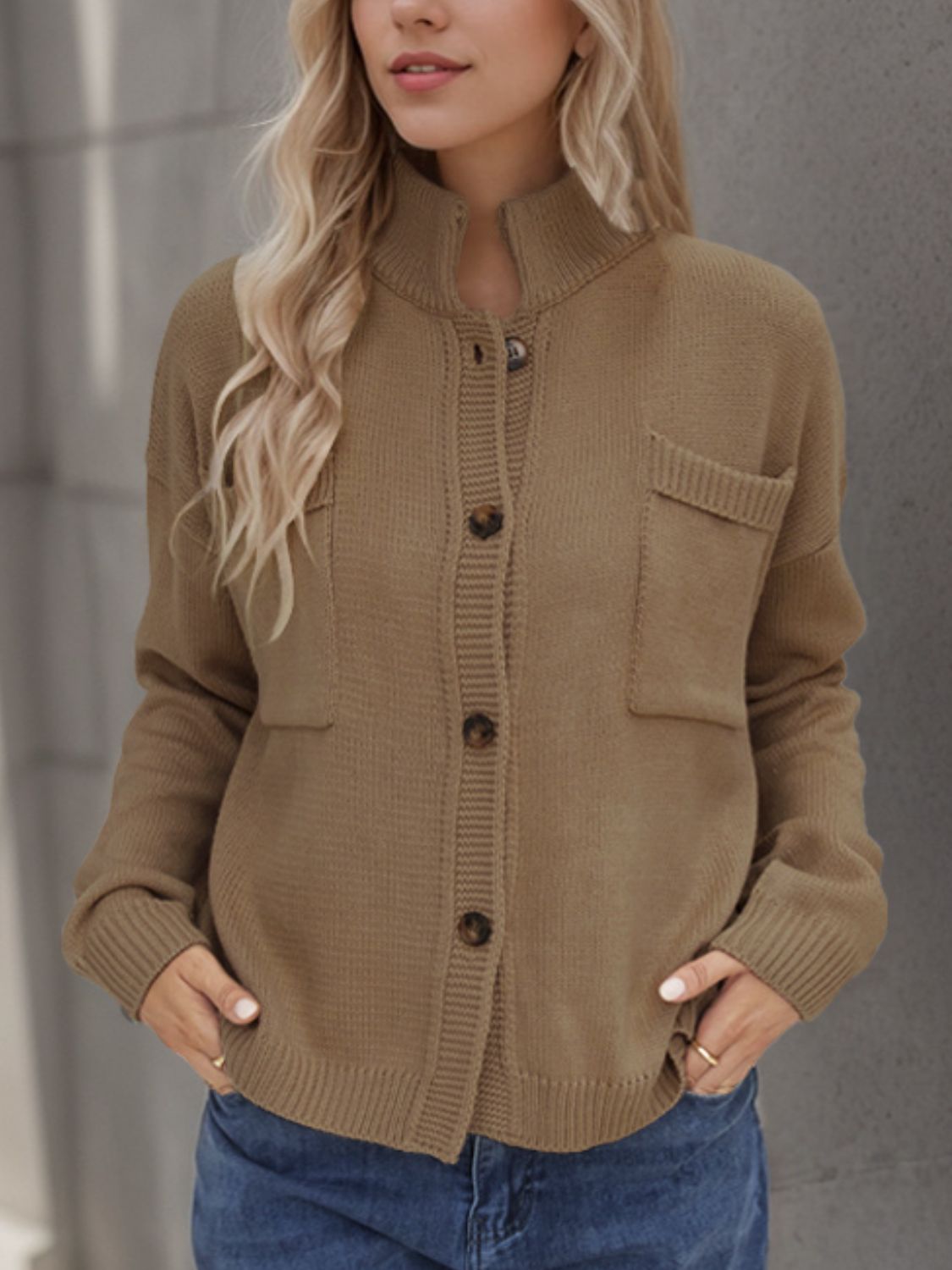 Button Up Long Sleeve Cardigan - Ryzela