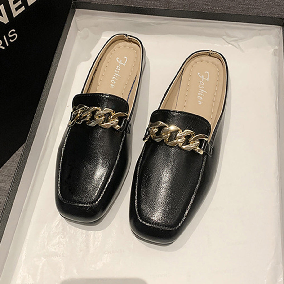 PU Leather Square Toe Flat Loafers - Ryzela