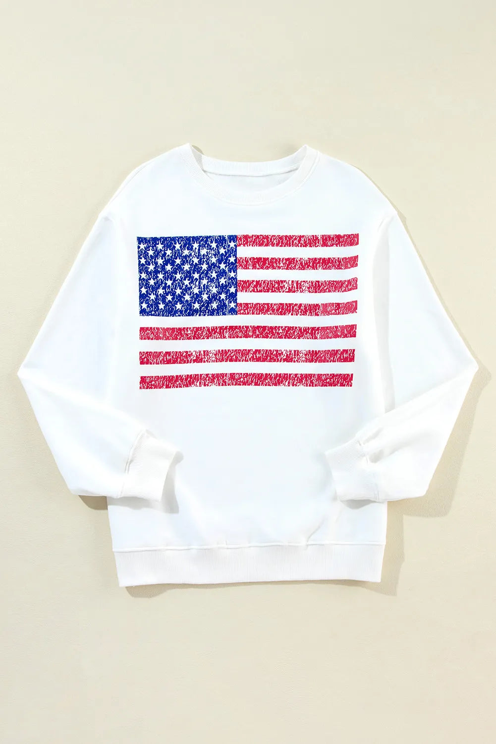 US Flag Round Neck Long Sleeve Sweatshirt - Ryzela