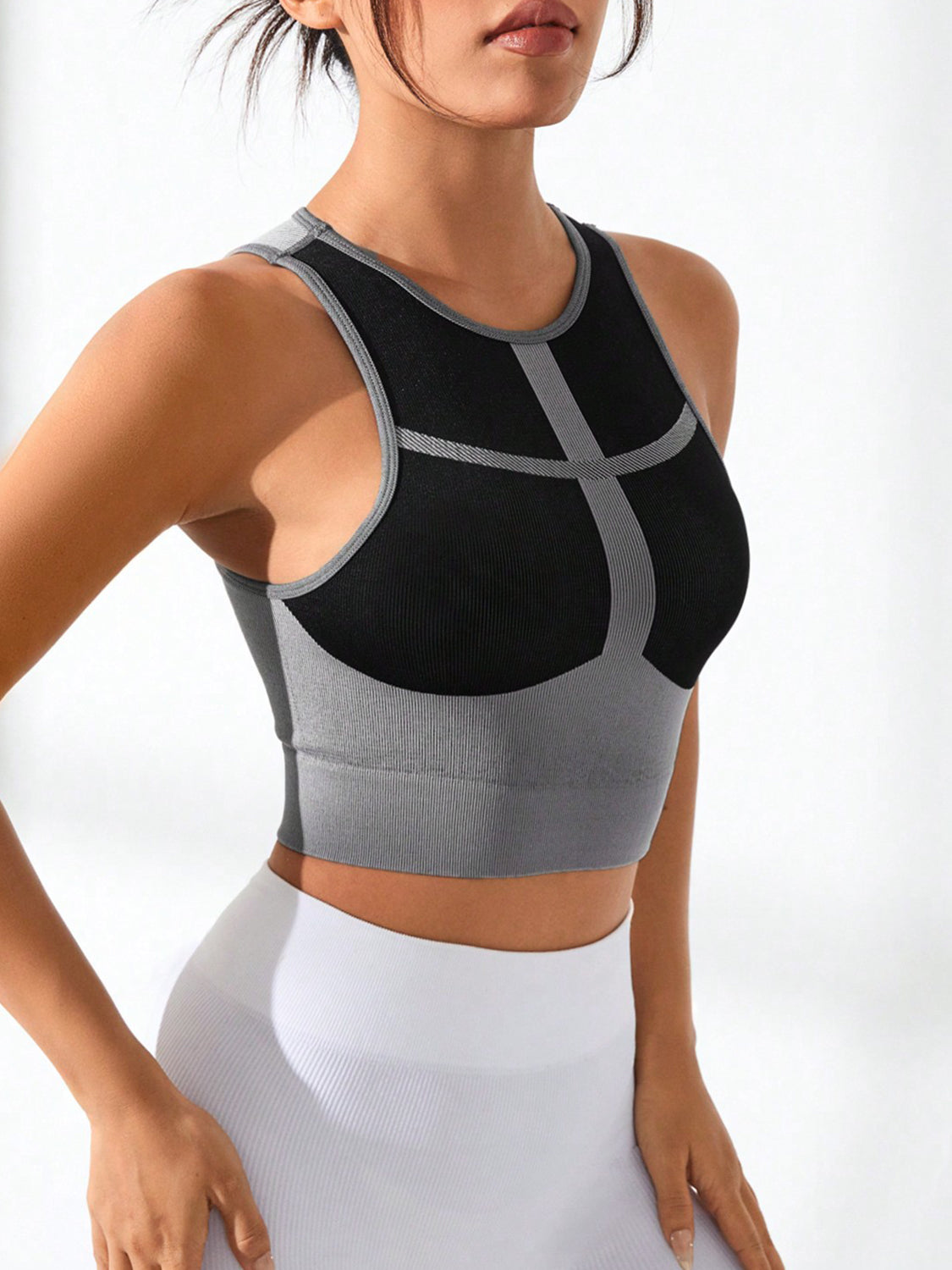 Color Block Round Neck Active Tank - Ryzela