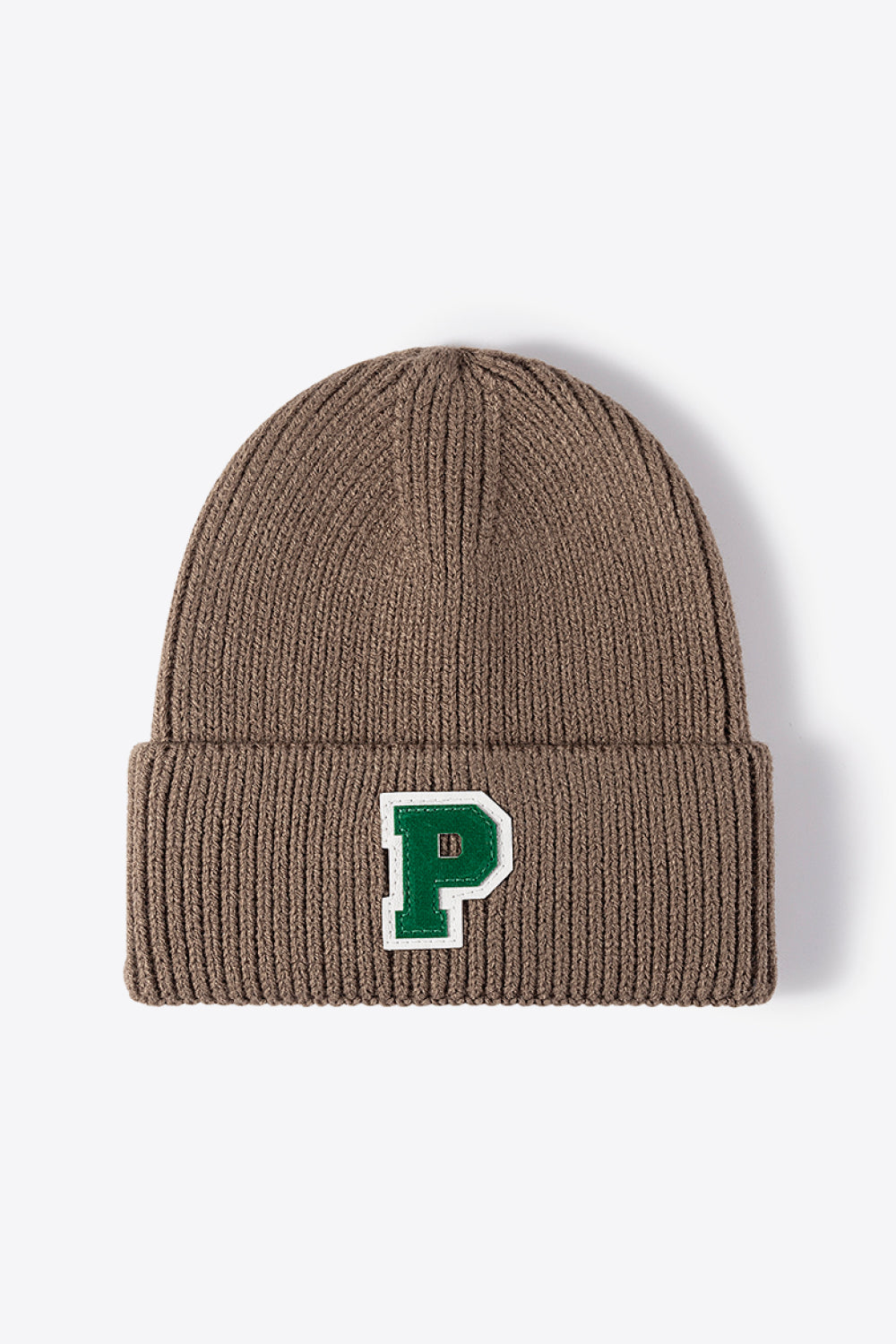 Letter Patch Cuffed Knit Beanie - Ryzela