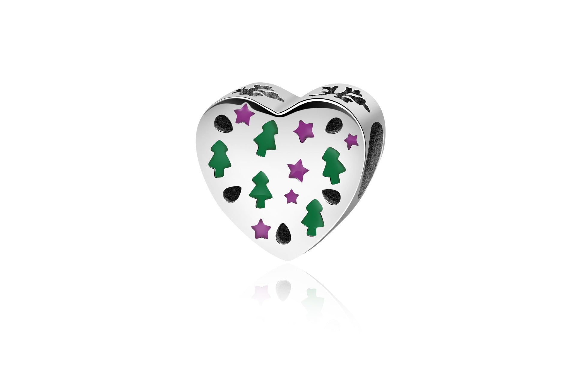 One Piece 925 Sterling Silver Heart Bead Charm - Ryzela
