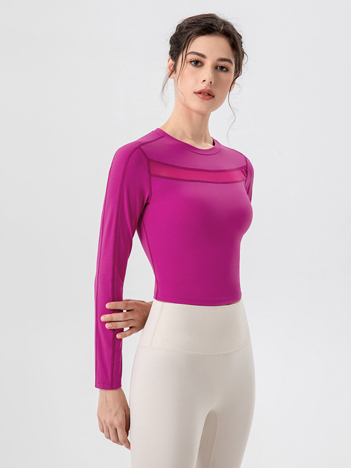 Round Neck Long Sleeve Active T-Shirt - Ryzela