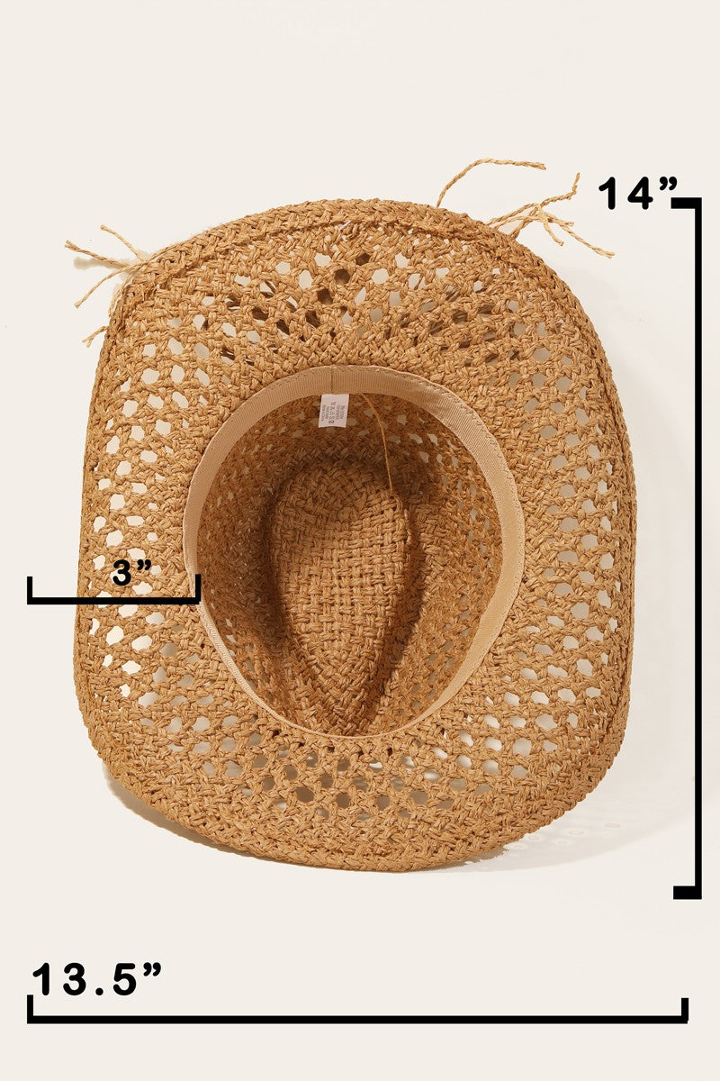 Fame Cowrie Shell Beaded String Straw Hat - Ryzela