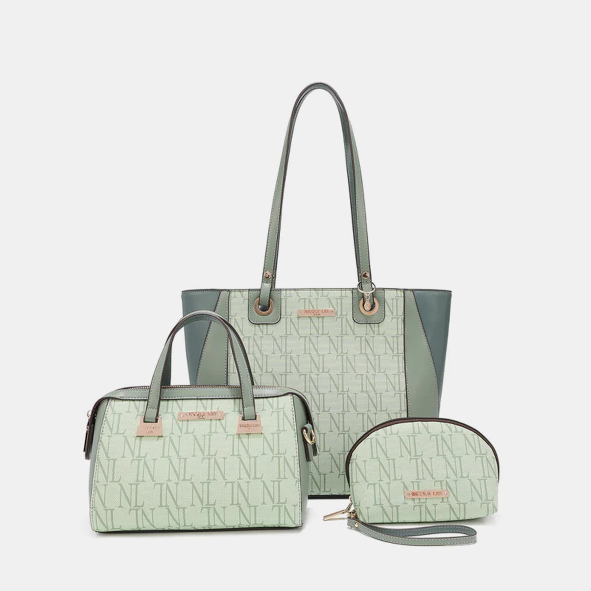 Nicole Lee USA 3-Piece Letter Print Texture Handbag Set - Ryzela