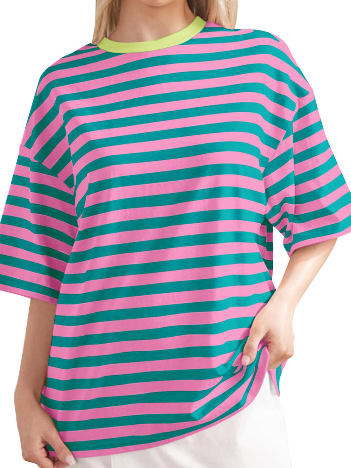 Striped Round Neck Half Sleeve T-Shirt - Ryzela