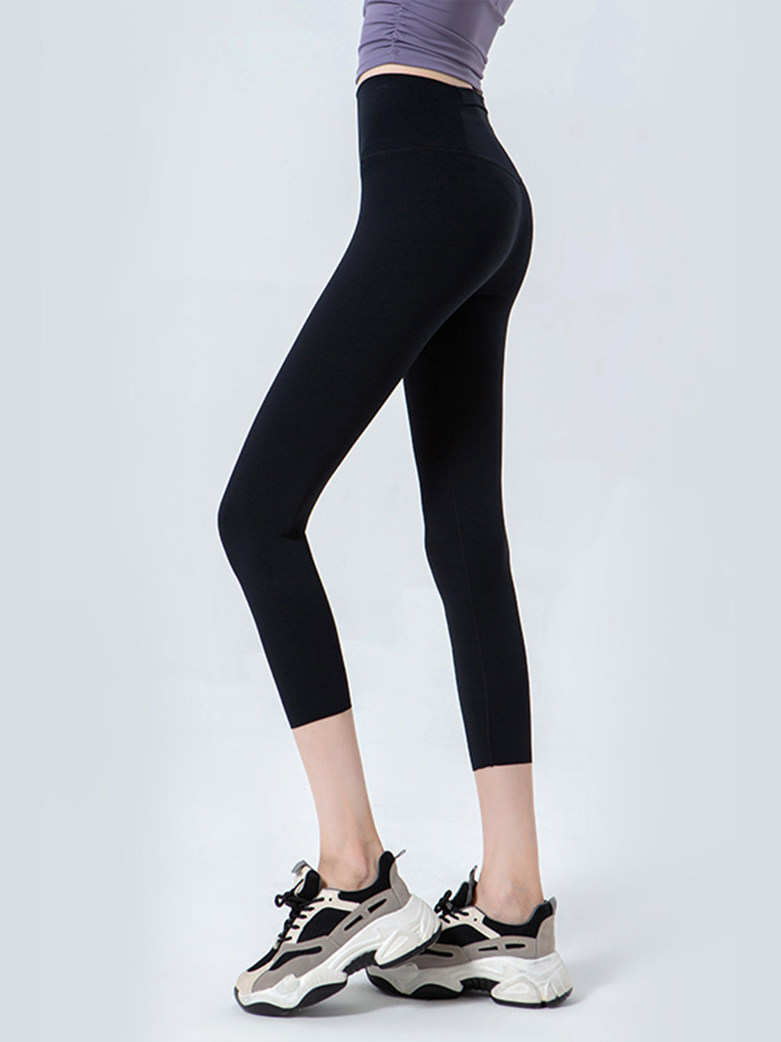 Wide Waistband Cropped Sports Leggings - Ryzela