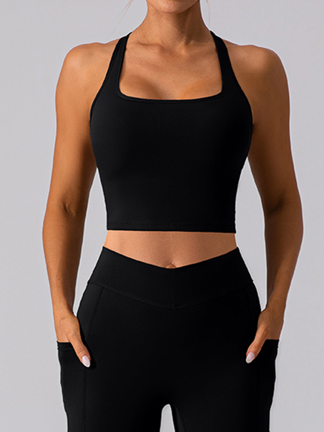 Square Neck Racerback Cropped Tank - Ryzela