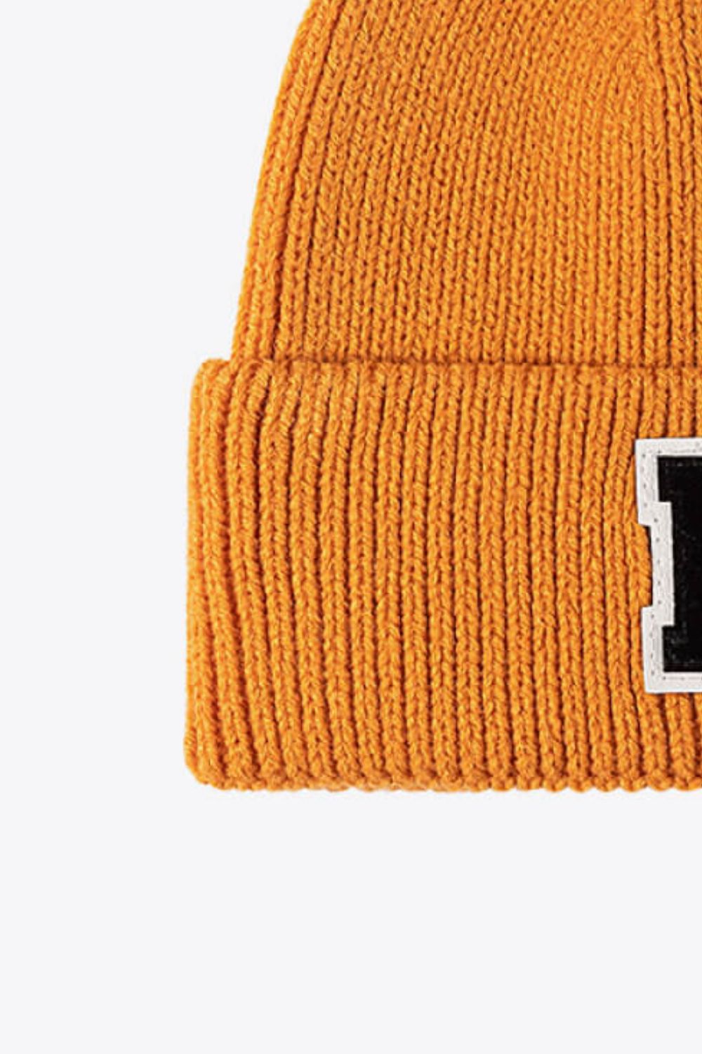 Letter Patch Cuffed Knit Beanie - Ryzela