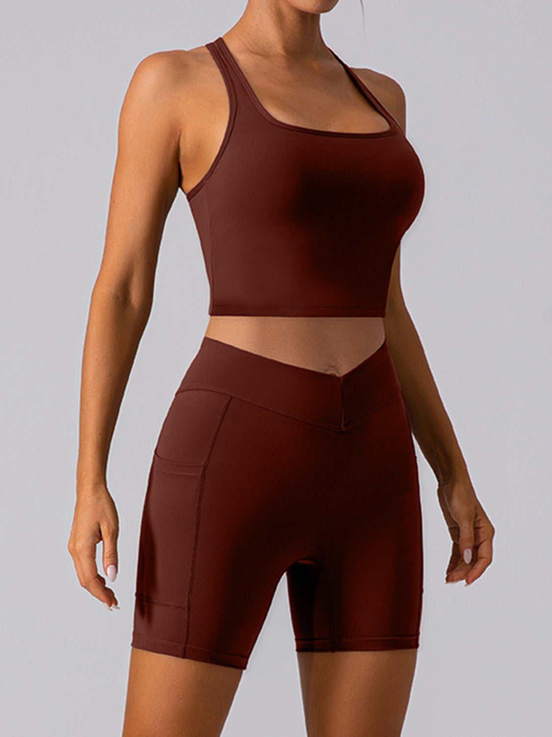 Square Neck Racerback Cropped Tank - Ryzela