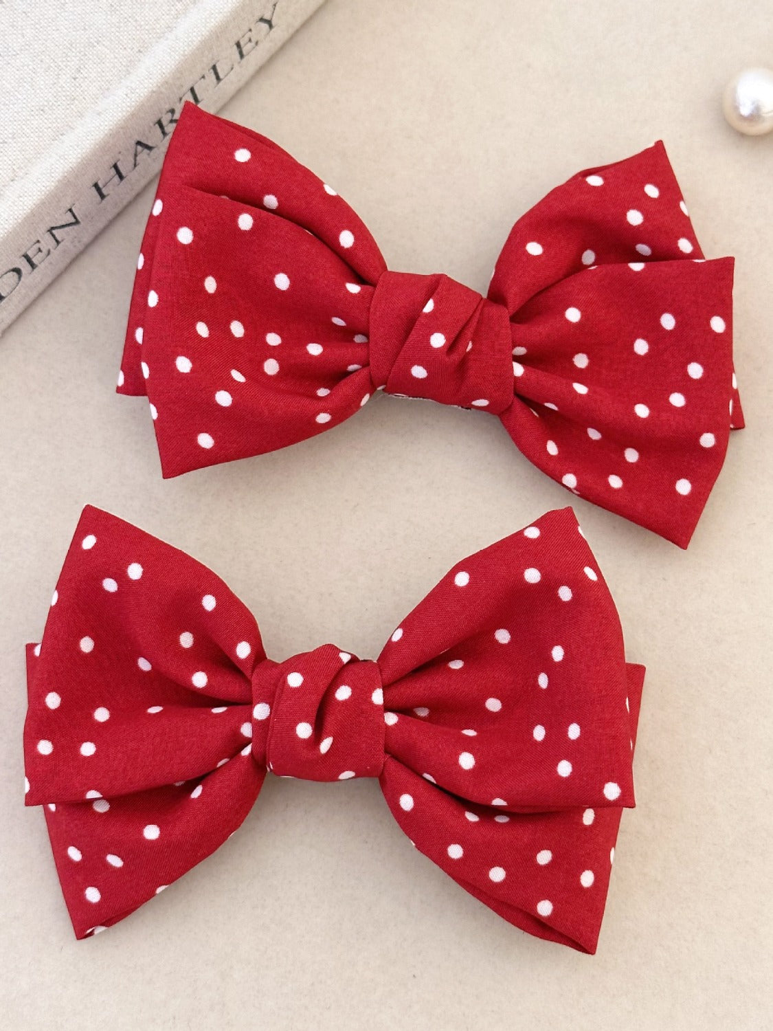 2-Piece Polka Dot Bow Hair Clip - Ryzela