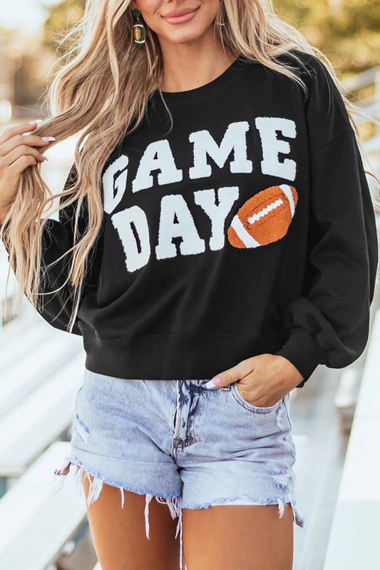 GAME DAY Round Neck Long Sleeve Sweatshirt - Ryzela