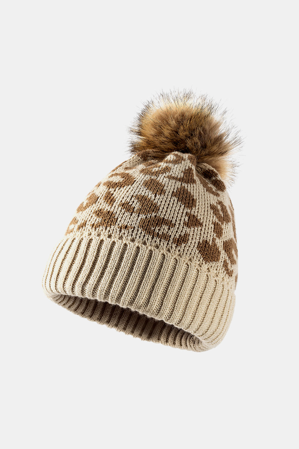 Leopard Pom-Pom Cuffed Beanie - Ryzela