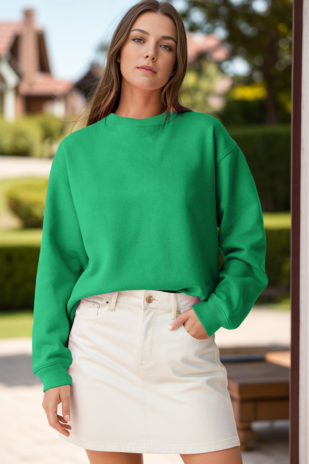 Round Neck Long Sleeve Sweatshirt - Ryzela