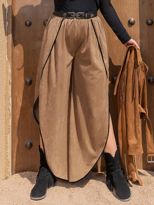 Plus Size Slit Wide Leg Pants - Ryzela