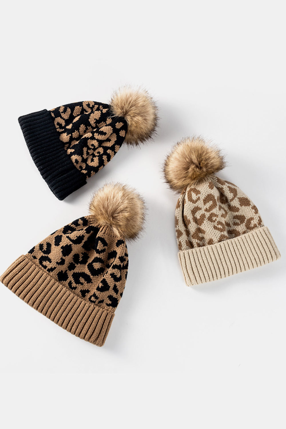 Leopard Pom-Pom Cuffed Beanie - Ryzela