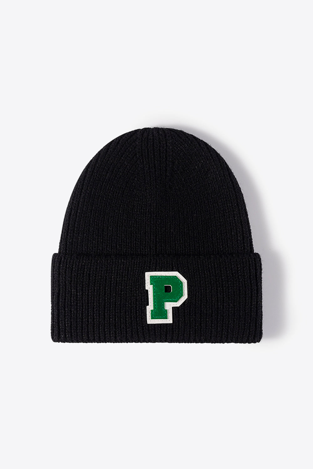 Letter Patch Cuffed Knit Beanie - Ryzela