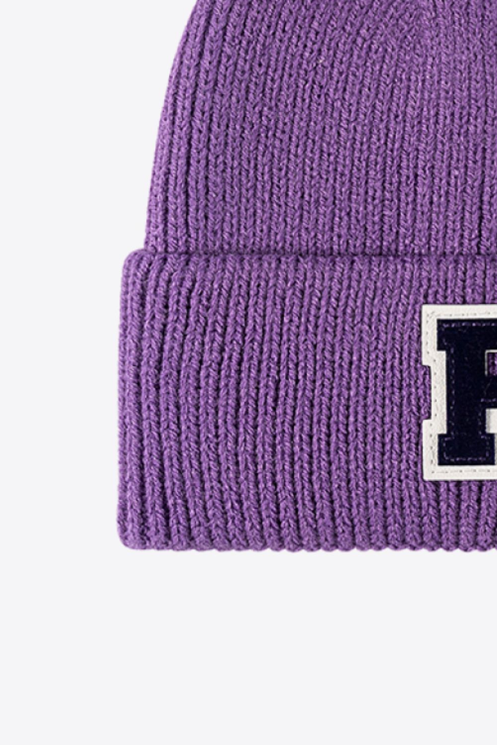 Letter Patch Cuffed Knit Beanie - Ryzela