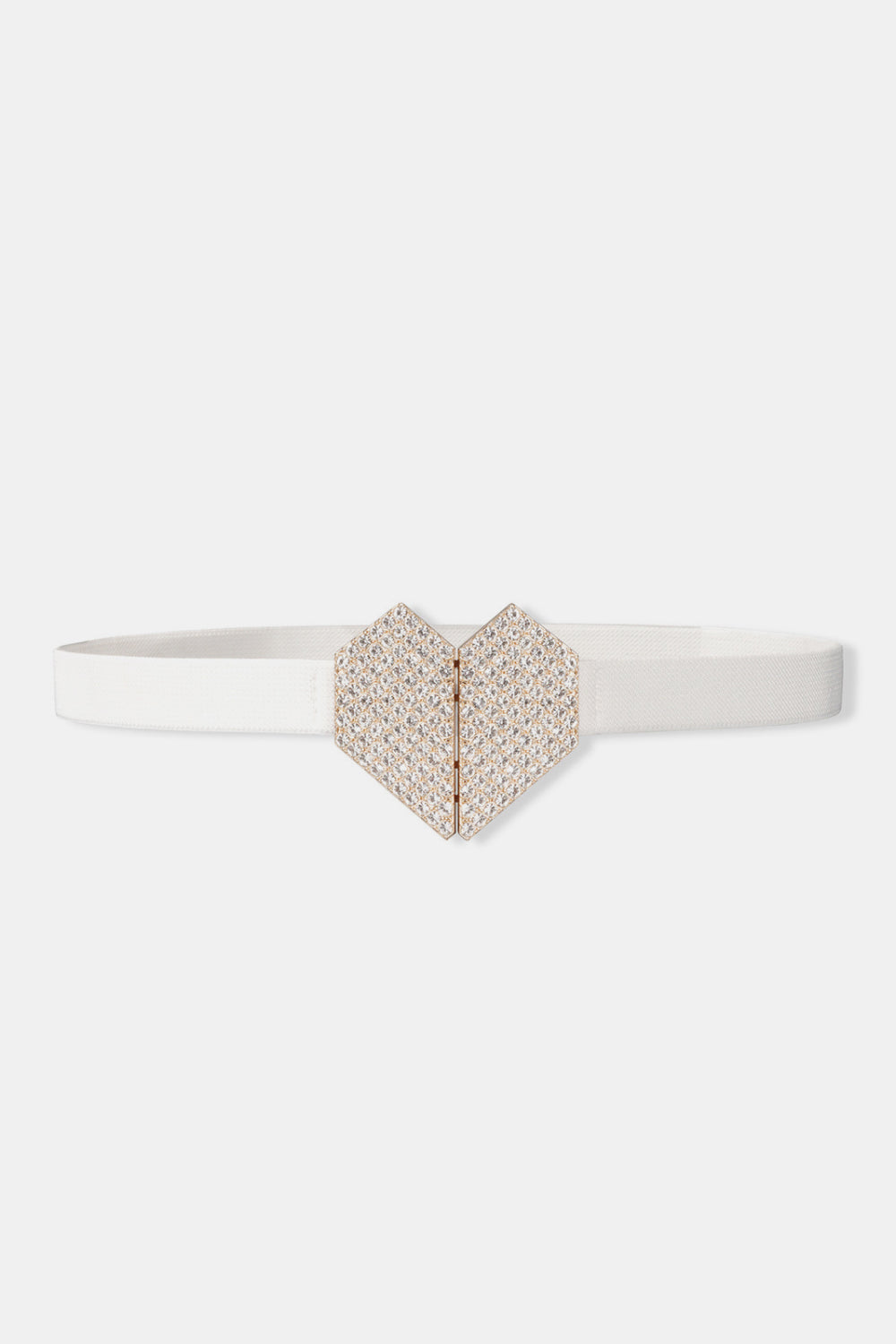 Rhinestone Heart Buckle Elastic Belt - Ryzela