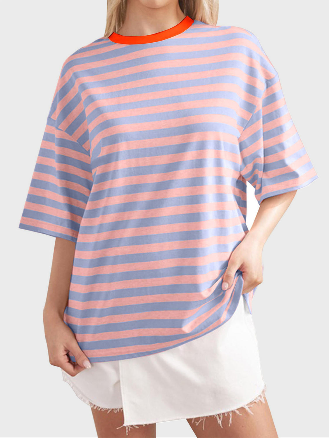 Striped Round Neck Half Sleeve T-Shirt - Ryzela