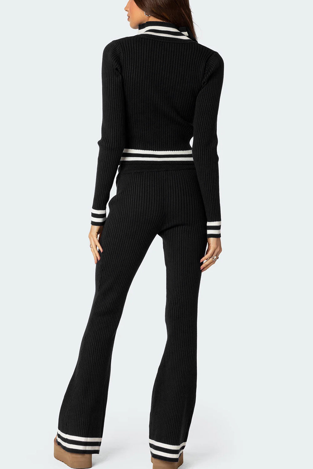 Zip Up Long Sleeve Top and Pants Set - Ryzela