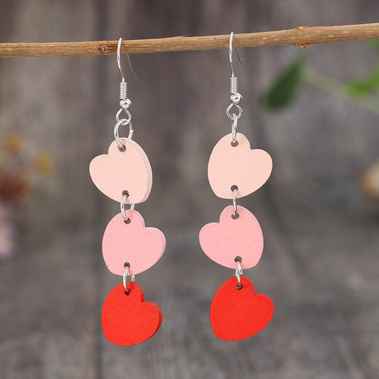 Heart Wood Dangle Earrings - Ryzela