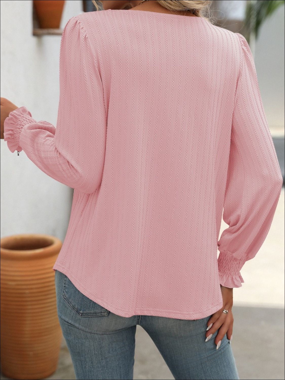 Square Neck Long Sleeve Top - Ryzela