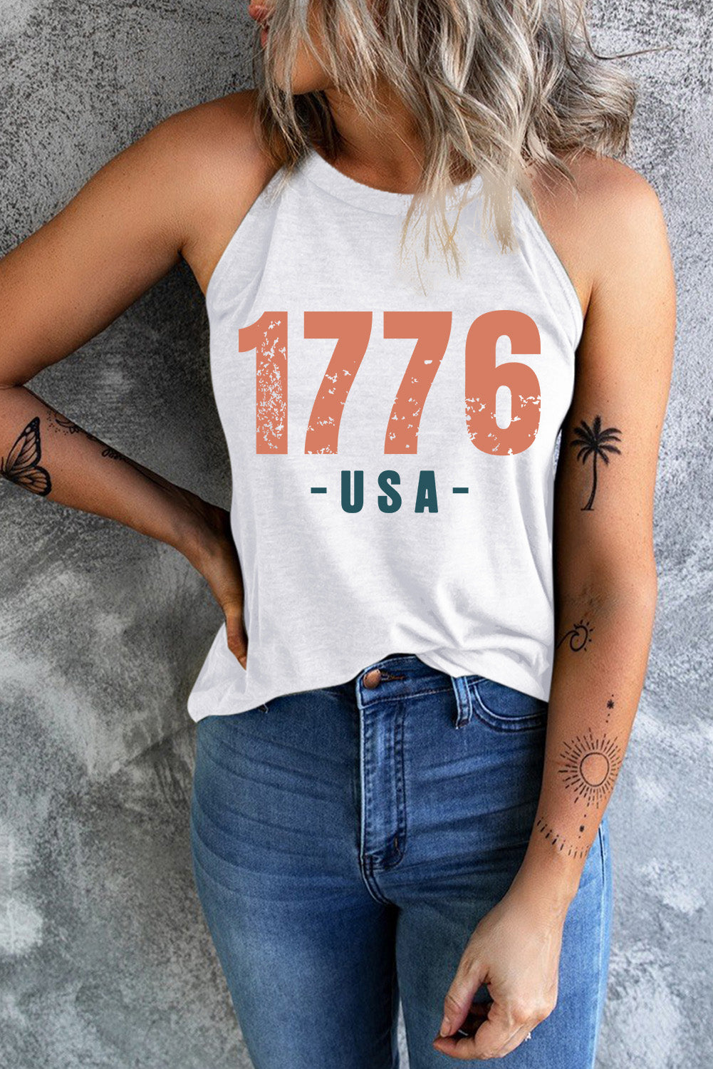 1776 USA Round Neck Tank - Ryzela