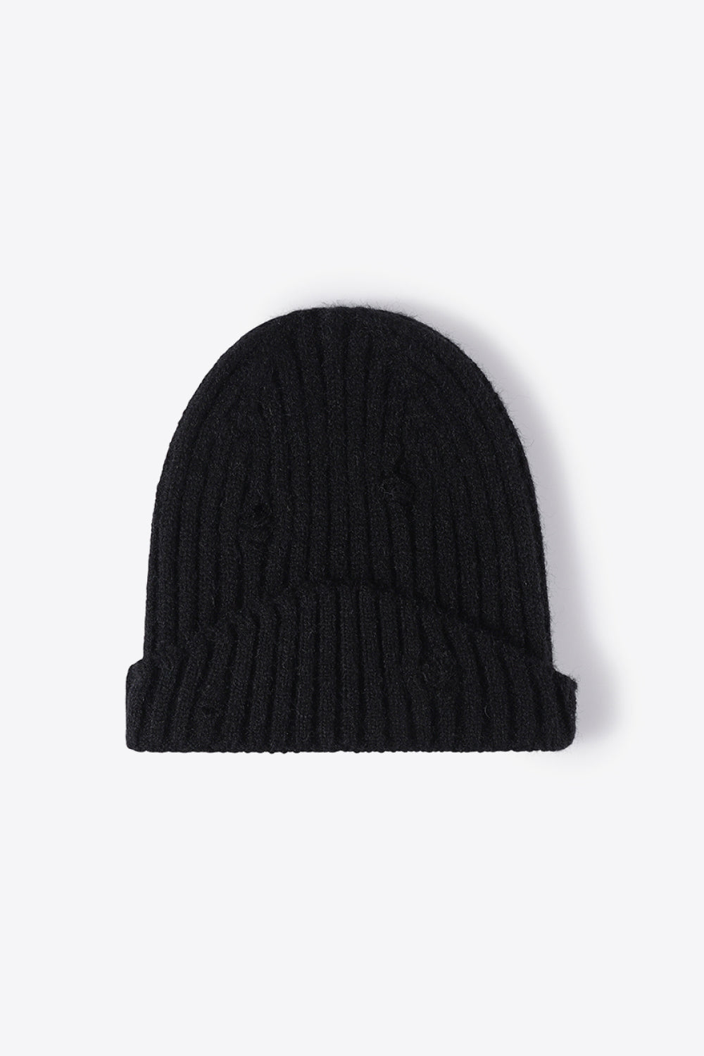 Distressed Rib-Knit Beanie - Ryzela