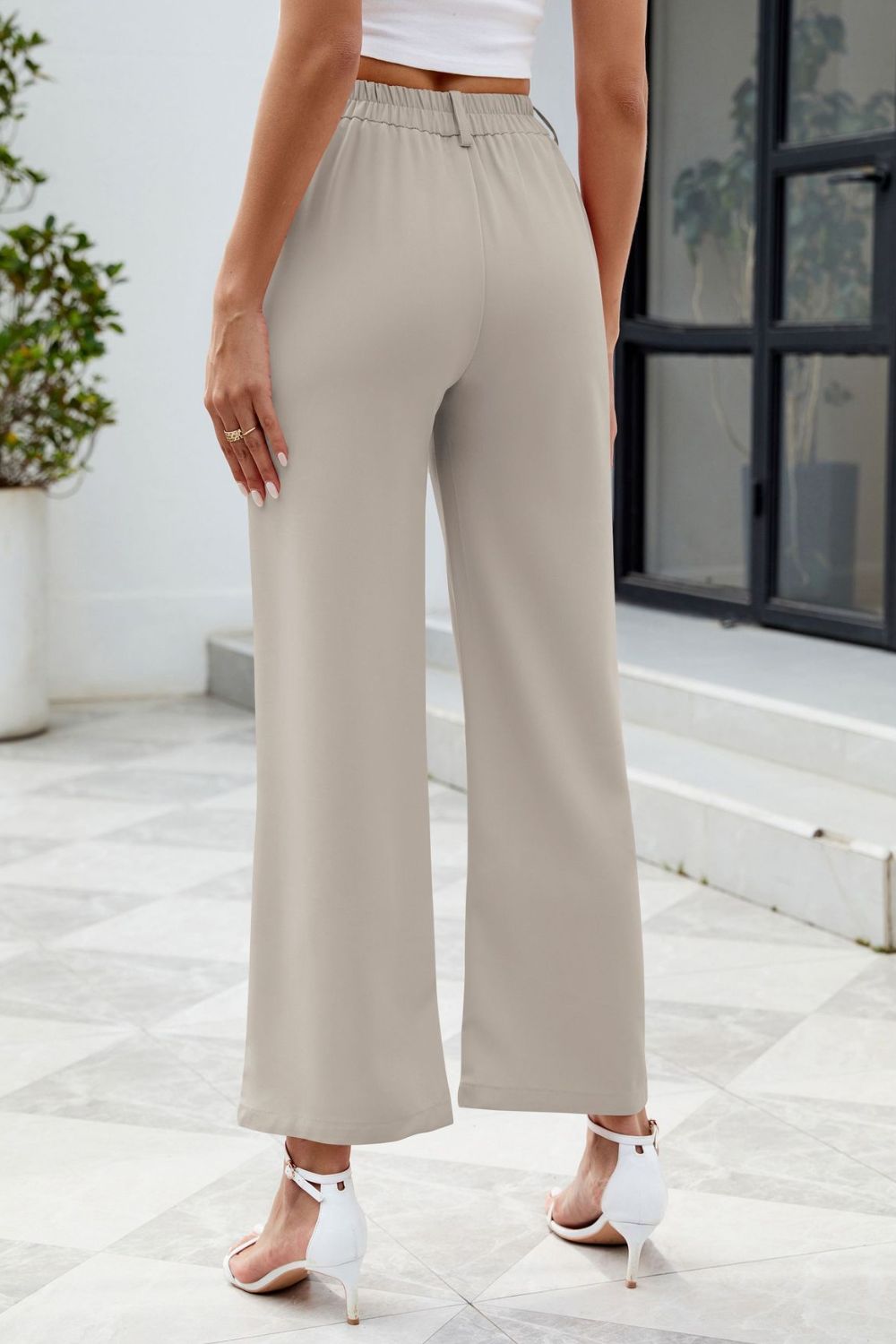 Pocketed High Waist Pants - Ryzela