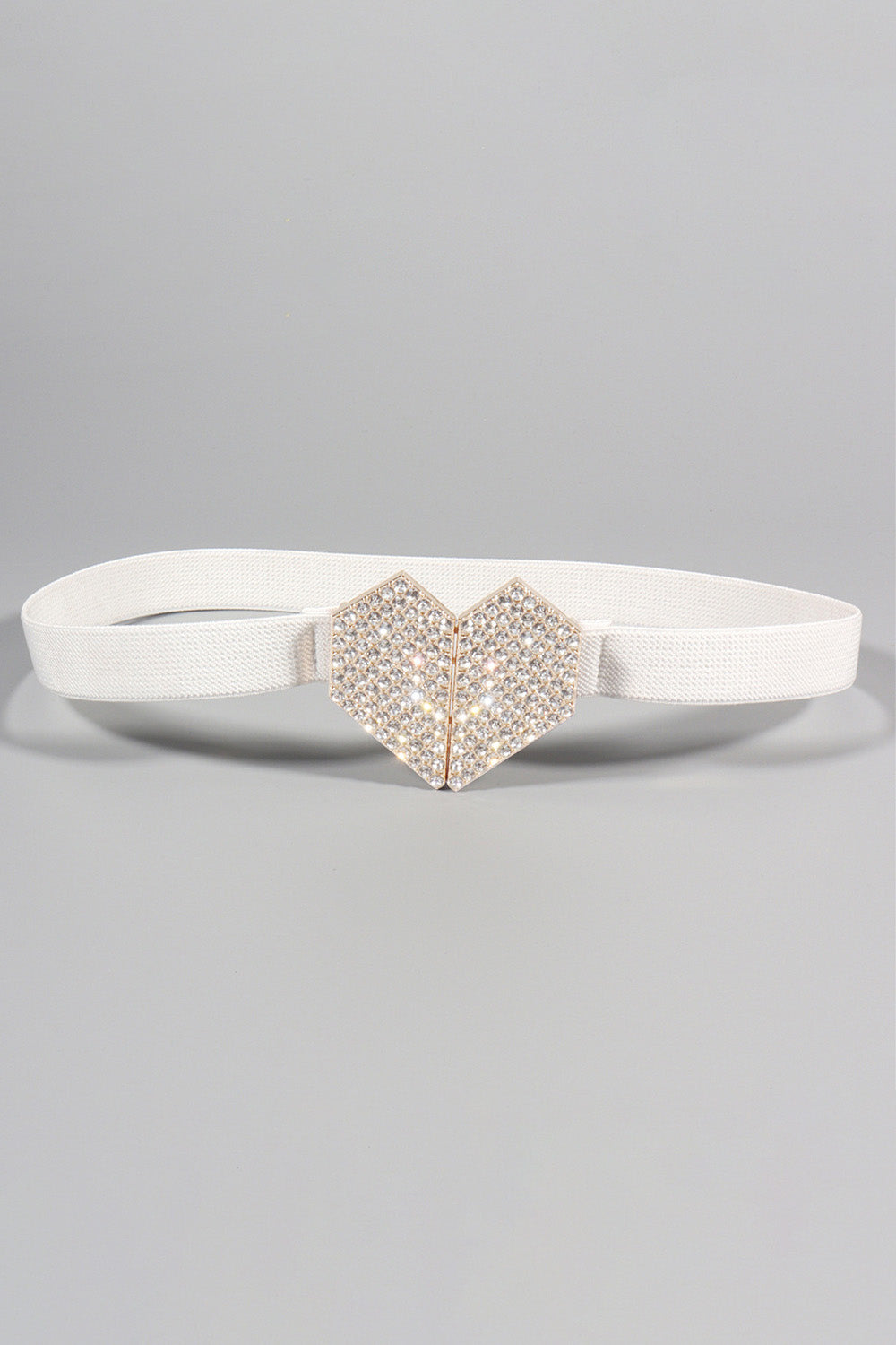 Rhinestone Heart Buckle Elastic Belt - Ryzela