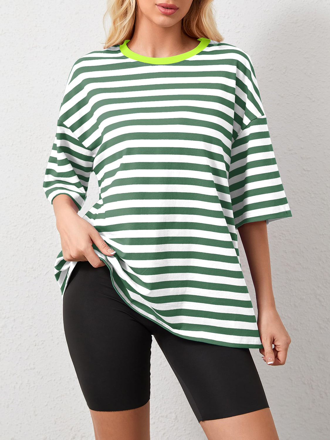 Striped Round Neck Half Sleeve T-Shirt - Ryzela