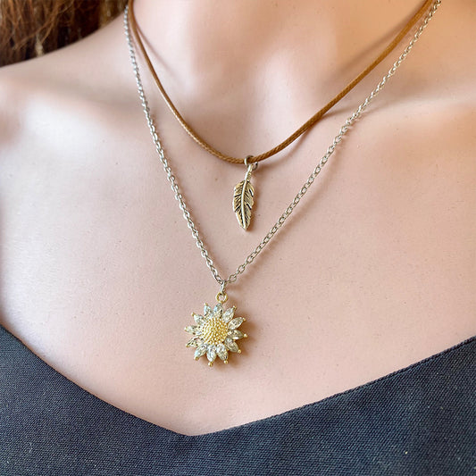 Sunflower Pendant Necklace Set - Ryzela