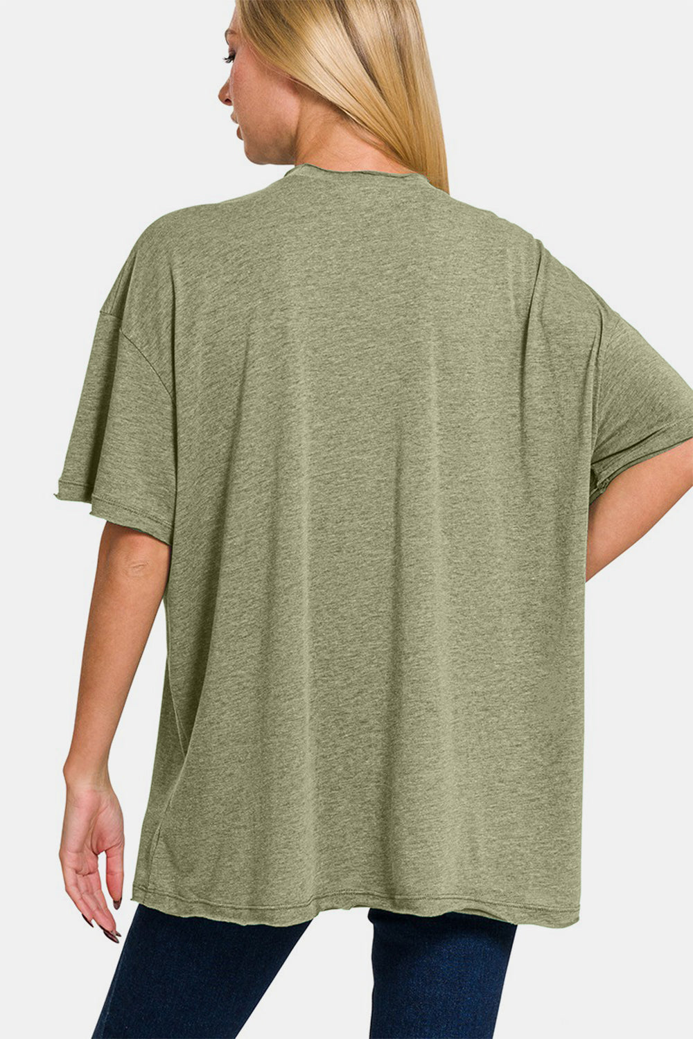 Zenana Drop Shoulder Oversized Front Pocket T-Shirt - Ryzela