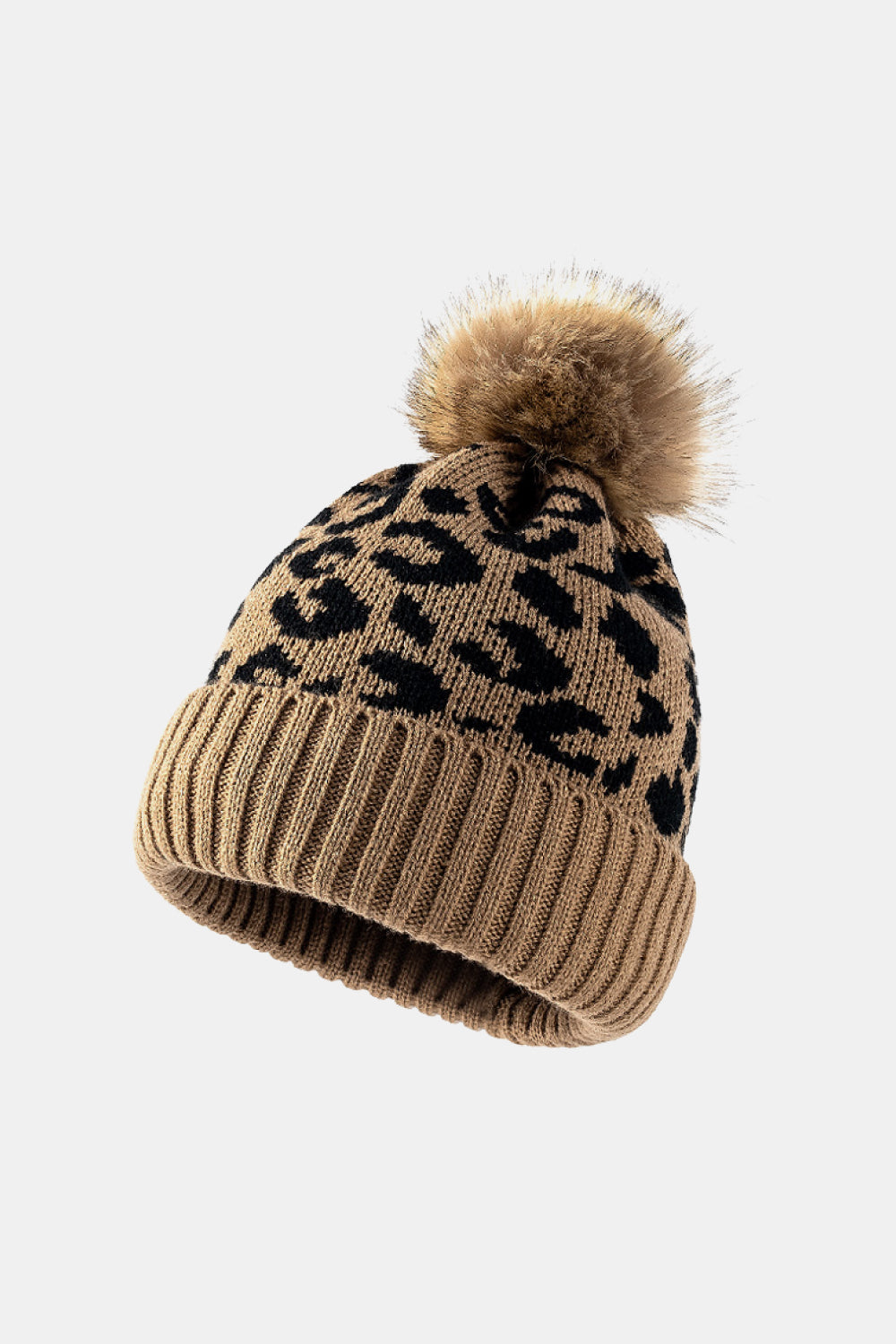 Leopard Pom-Pom Cuffed Beanie - Ryzela