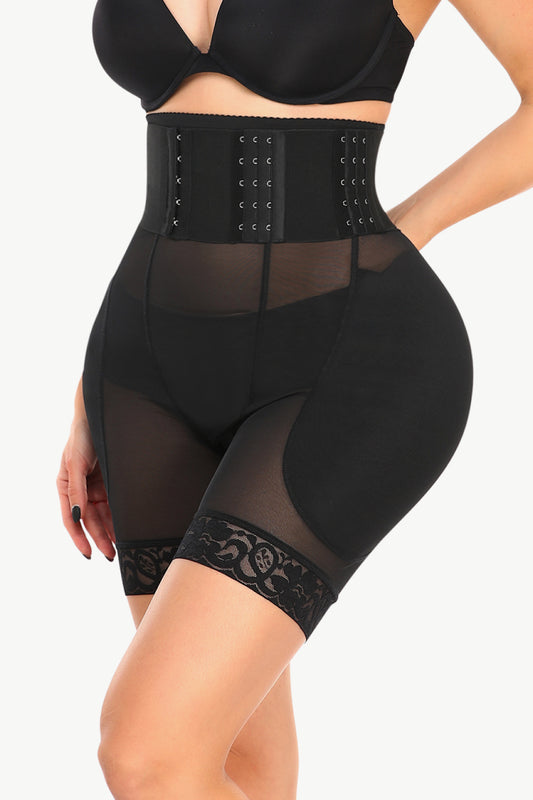 Full Size Breathable Lace Trim Shaping Shorts - Ryzela