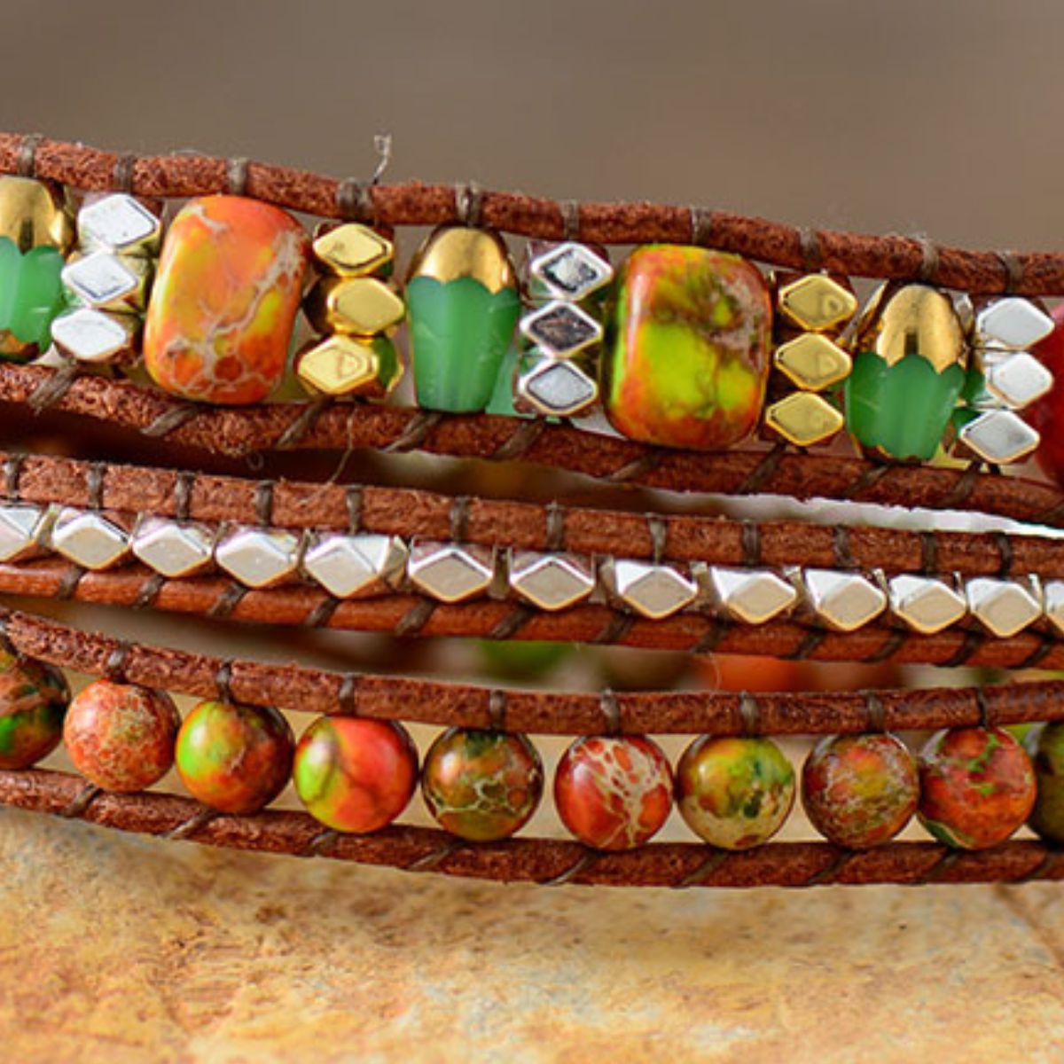 Natural Stone Woven Bracelet - Ryzela