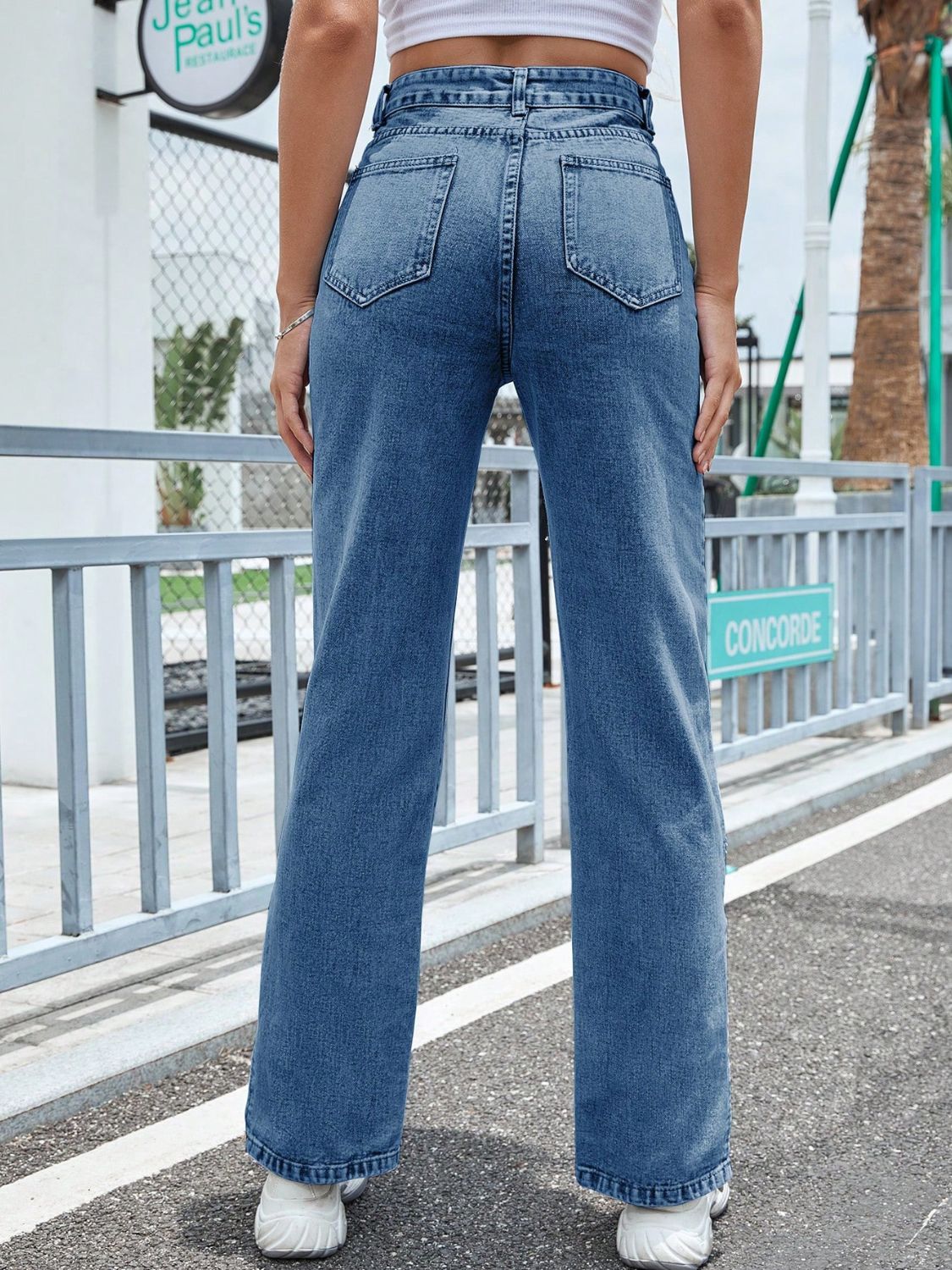 Slit High Waist Jeans with Pockets - Ryzela