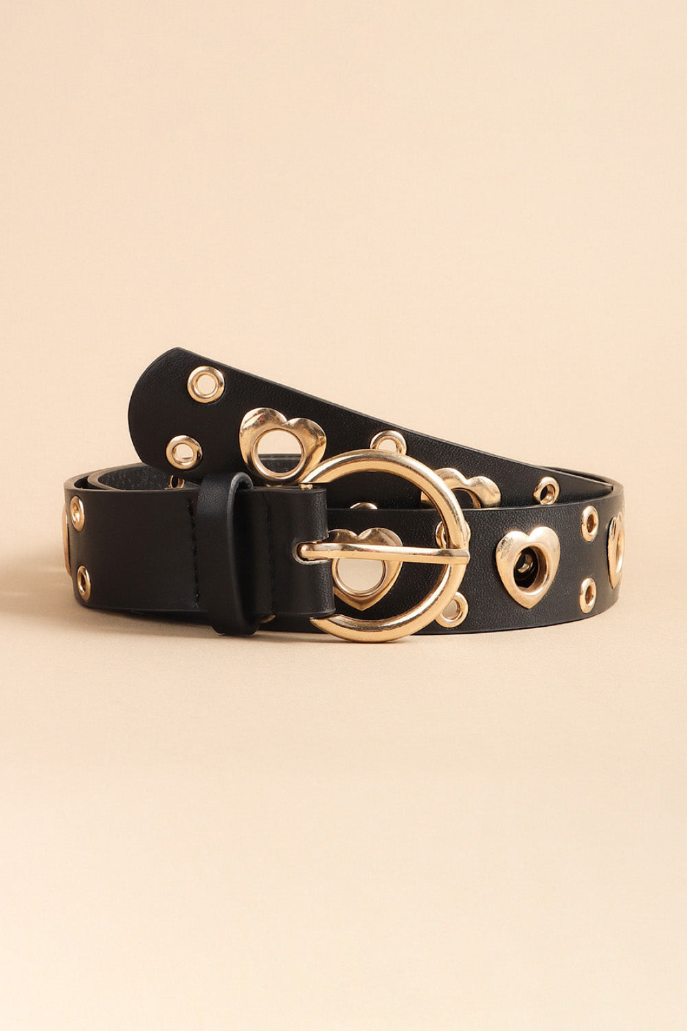 Heart Shape Alloy Detail PU Leather Belt - Ryzela