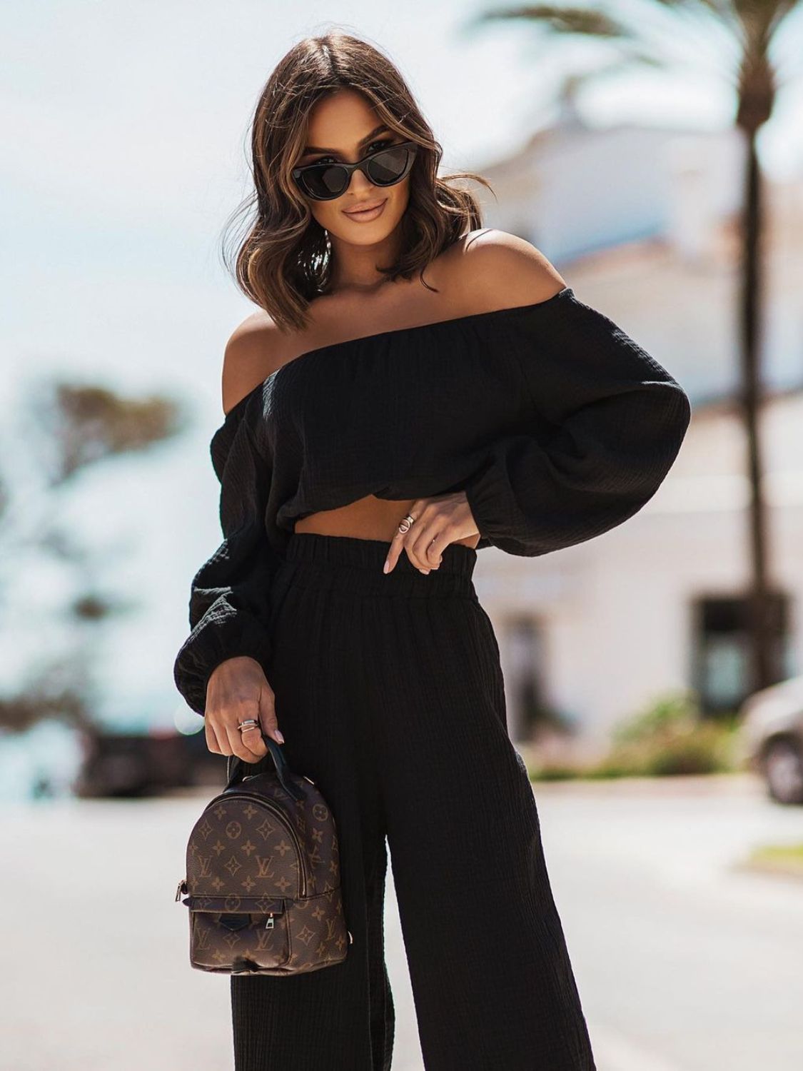 Off Shoulder Long Sleeve Top and Pants Set - Ryzela