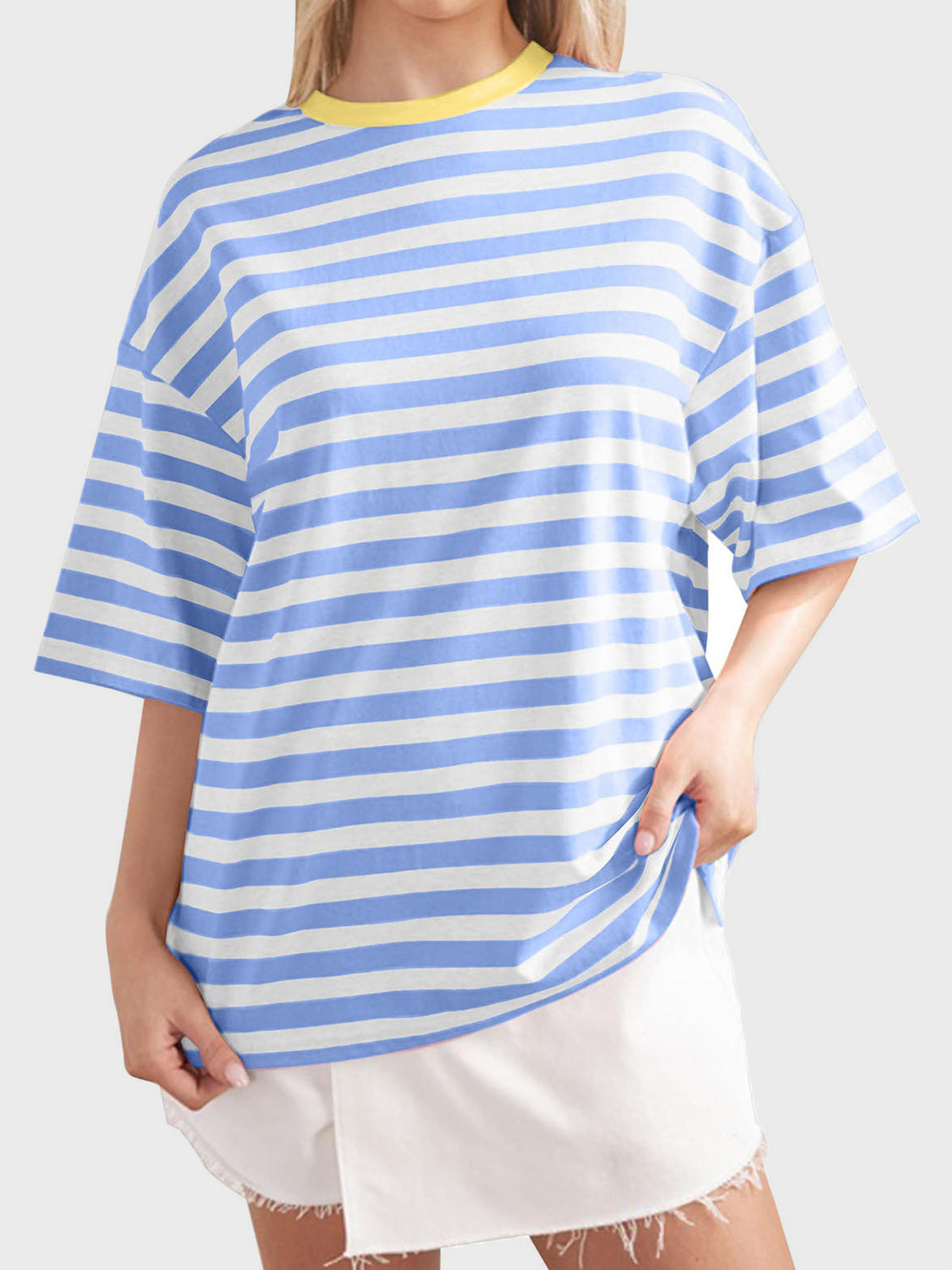 Striped Round Neck Half Sleeve T-Shirt - Ryzela