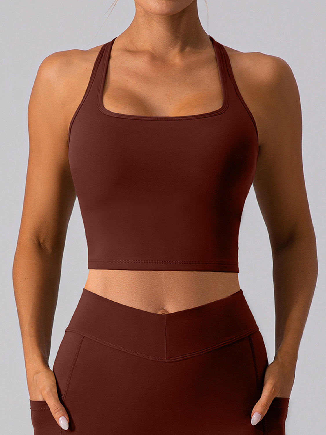 Square Neck Racerback Cropped Tank - Ryzela